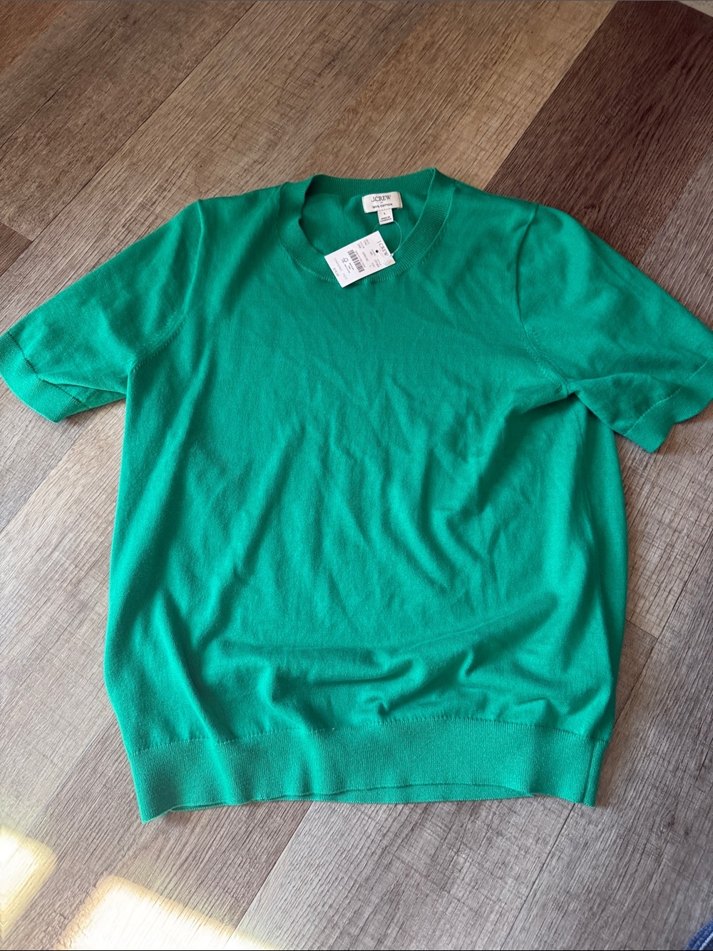 J. CrewShort-Sleeve Crewneck Sweater — Bright Green